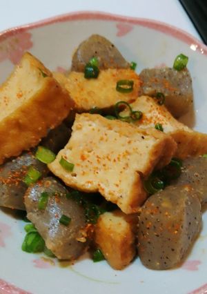 簡単！しみうま～♪厚揚げこんにゃく味噌煮-レシピのメイン写真