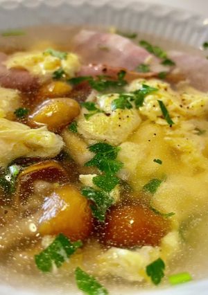 なめことベーコンの卵スープ-レシピのメイン写真