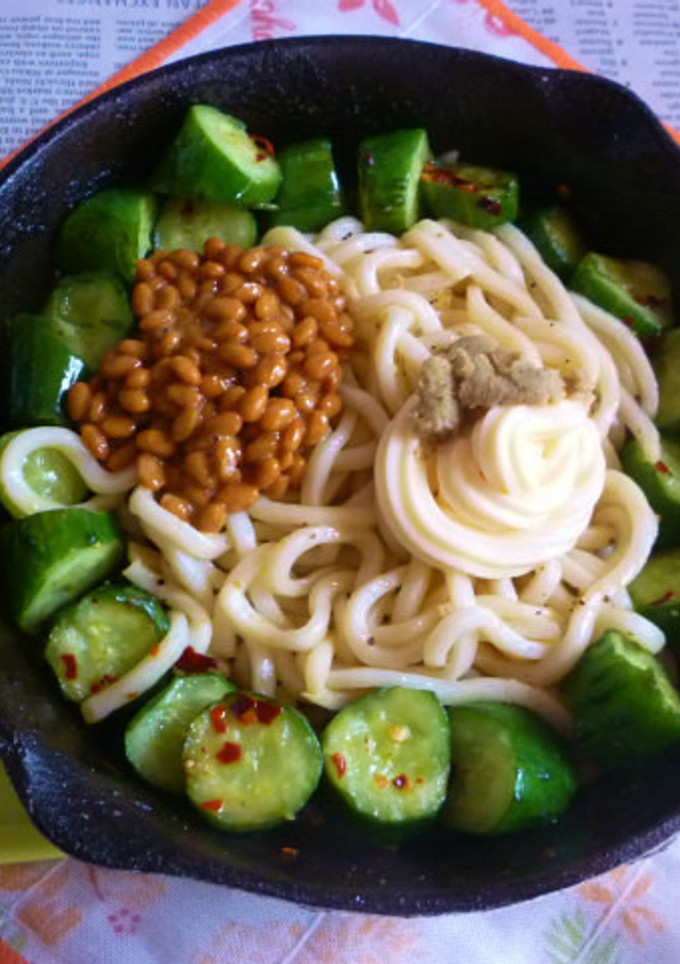 きゅうりの塩もみ＆マヨわさびの焼きうどん-レシピのメイン写真