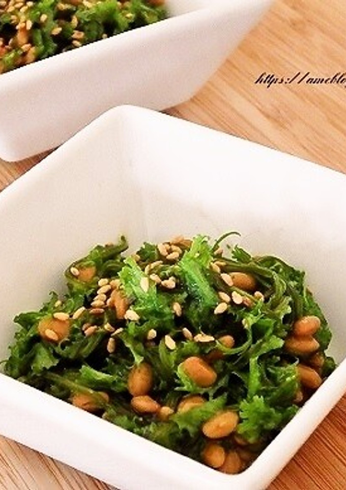 わさび菜とめかぶの納豆和え-レシピのメイン写真