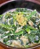 ほうれん草たっぷりの卵とじうどん