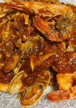 生パスタで辛めのペスカトーレ-レシピのメイン写真