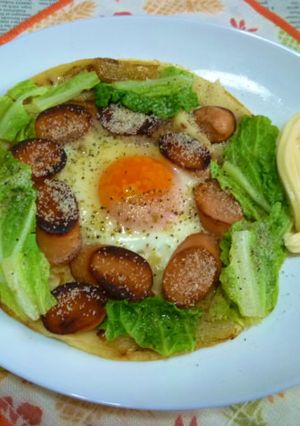 マヨの日に～月見のぺったん焼きマヨわさび-レシピのメイン写真