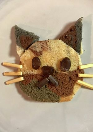 三毛猫シフォンケーキで三毛猫ちゃん-レシピのメイン写真