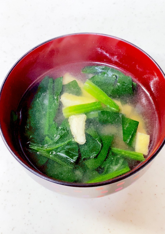 ほうれん草と油揚げの味噌汁^^-レシピのメイン写真