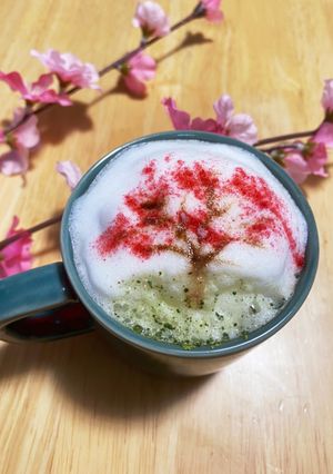 桜の花 ラテアート♪ひな祭りにも-レシピのメイン写真