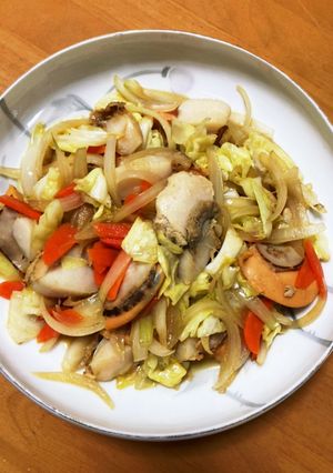 でっかい帆立と野菜のバター醤油炒め〜♪-レシピのメイン写真