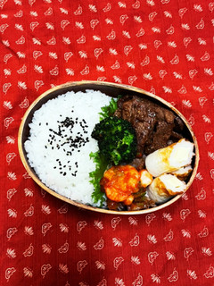 3/2 焼き肉とエビケチャップ炒め弁当-レシピのメイン写真