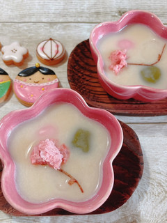 ひなまつり♡白餡おしるこ♡3色団子-レシピのメイン写真