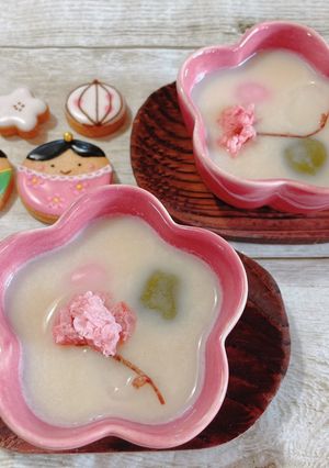 ひなまつり♡白餡おしるこ♡３色団子-レシピのメイン写真
