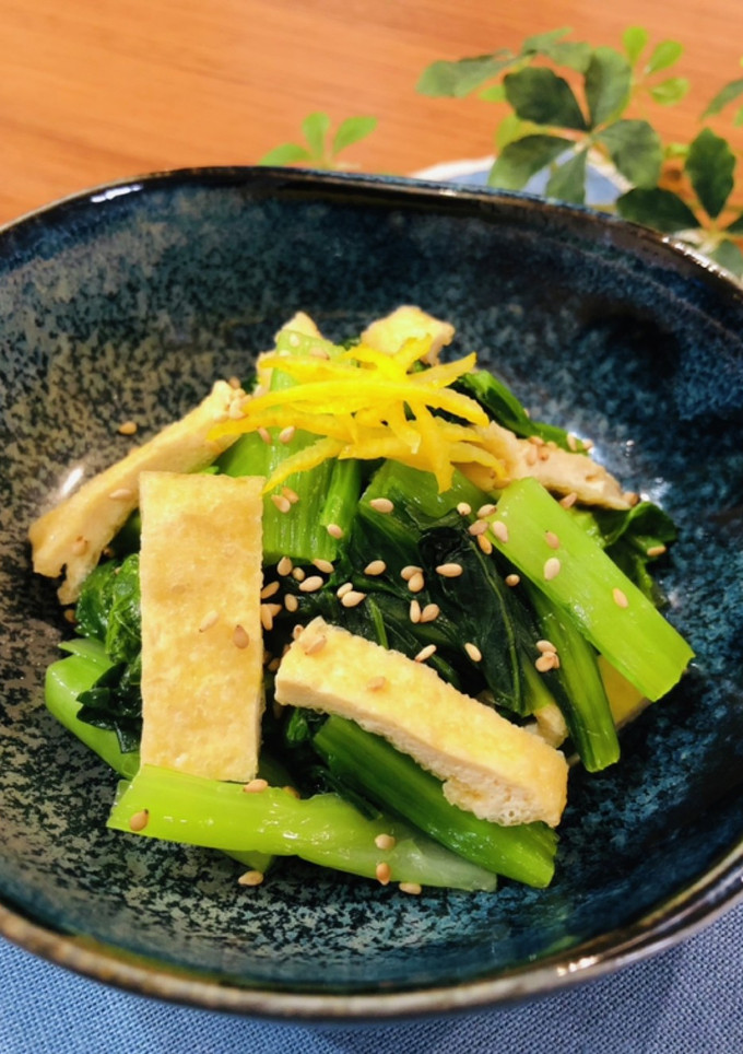 小松菜と昔あげ(油揚げ)のお浸し-レシピのメイン写真