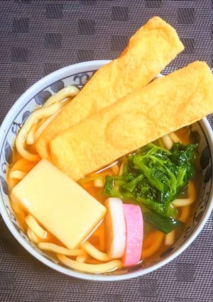 小松菜と油揚げの力うどん-レシピのメイン写真