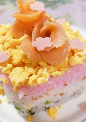ひな祭りに菱餅風ちらし寿司-レシピのメイン写真