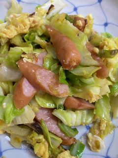キャベツとウインナーの卵炒め-レシピのメイン写真