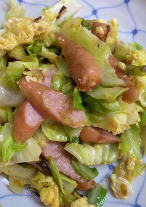 キャベツとウインナーの卵炒め-レシピのメイン写真