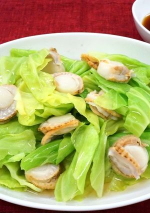春キャベツとベビーホタテのレンジ蒸し-レシピのメイン写真