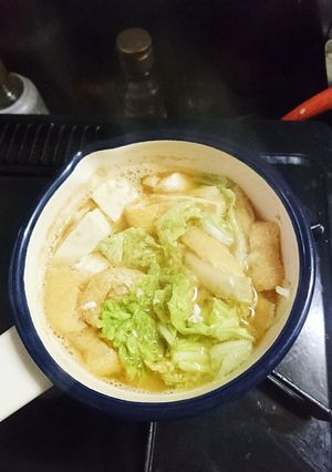 白菜と豆腐と揚げのお味噌汁〜-レシピのメイン写真