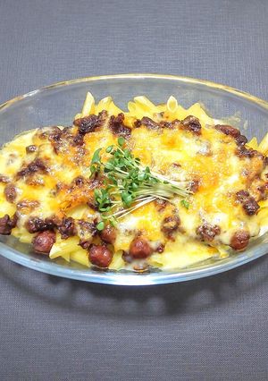 作り置きチリコンカンとペンネのチーズ焼き-レシピのメイン写真
