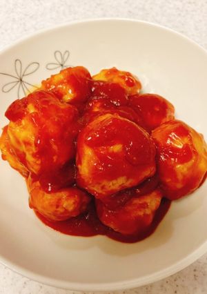 レンチンで卵玉ねぎなし肉団子♪甘酢あん-レシピのメイン写真