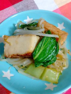厚揚げ、もやし、小松菜の塩麴炒め-レシピのメイン写真