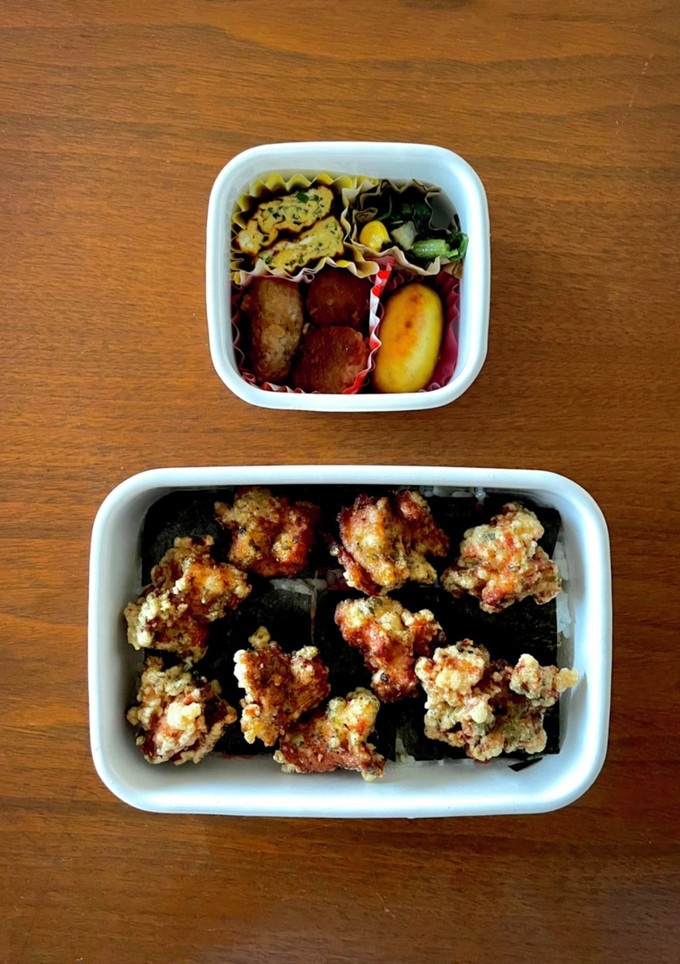 中学生野球弁当32｜唐揚げたらこのり弁-レシピのメイン写真