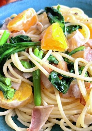 デコポンと春菊のパスタ-レシピのメイン写真