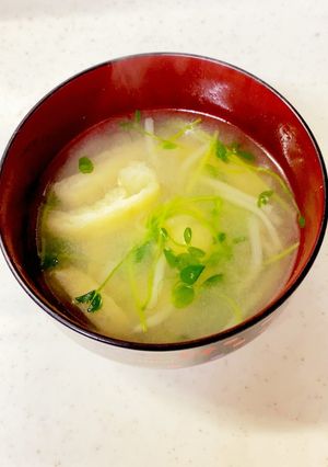 もやし 油揚げ 豆苗の味噌汁^^-レシピのメイン写真