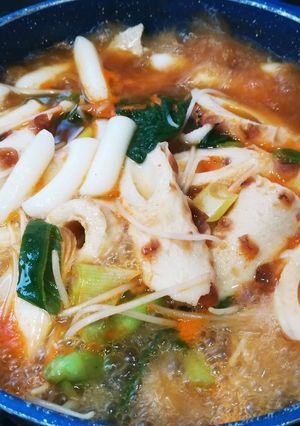 トッポギ&辛ラーメンの鍋。-レシピのメイン写真