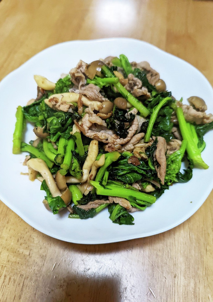 菜の花と豚肉の甘辛炒め-レシピのメイン写真