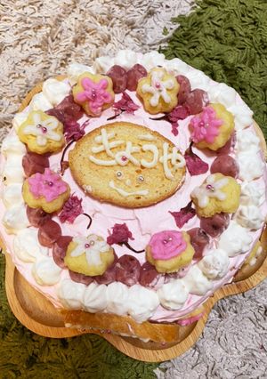 桜と抹茶のバースデーケーキ-レシピのメイン写真