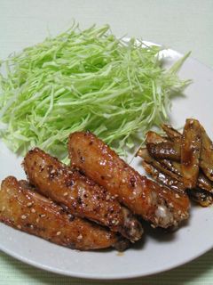 手羽中とごぼうの甘辛焼き-レシピのメイン写真
