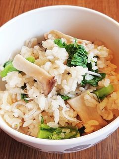 エリンギ・菜の花・しらすの炊き混ぜご飯-レシピのメイン写真