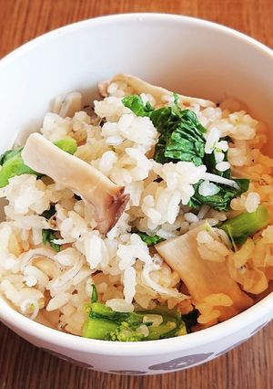 エリンギ・菜の花・しらすの炊き混ぜご飯-レシピのメイン写真