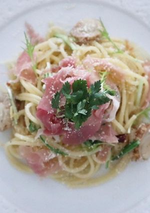 おうちパスタ　ホタテと水菜のパスタ-レシピのメイン写真