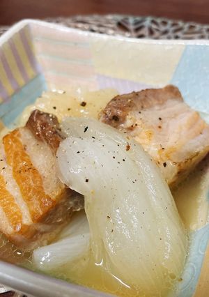 炊飯器で簡単！新玉ねぎと豚バラの煎り酒煮-レシピのメイン写真