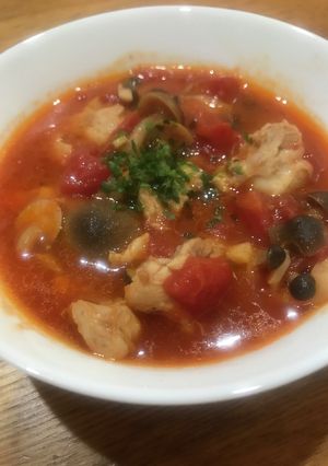 ニンニクたっぷりのトマトチキン煮込-レシピのメイン写真