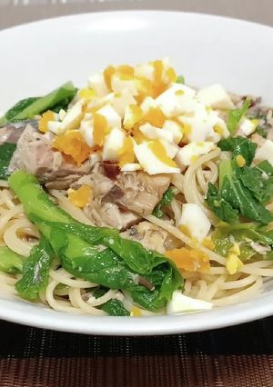 超簡単！菜の花とサバ缶の春一番パスタ！-レシピのメイン写真
