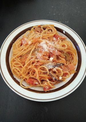 ナスとベーコンのアラビアータ風パスタ-レシピのメイン写真