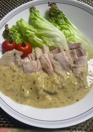 茹で鶏（もも肉）のハニーマスタードソース-レシピのメイン写真
