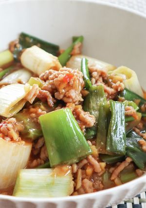 レンジでおかず！ネギのひき肉あんかけ-レシピのメイン写真