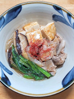 豚ロース肉と豆腐と小松菜のピリ辛甘酢炒め-レシピのメイン写真