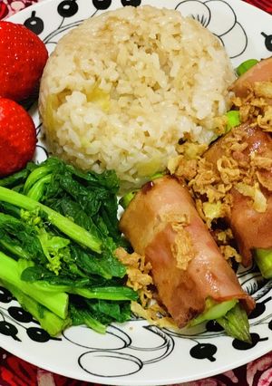 アスパラベーコンと菜花お浸しワンプレート-レシピのメイン写真