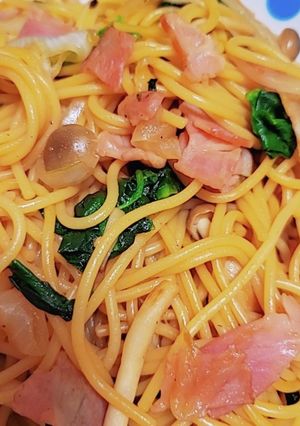 和風パスタ ほうれん草としめじベーコン-レシピのメイン写真