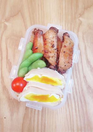 お弁当　ハムたまご　手羽中焼き-レシピのメイン写真