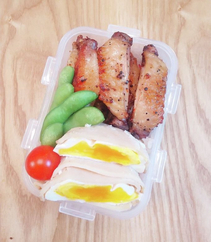 お弁当　ハムたまご　手羽中焼き-レシピのメイン写真
