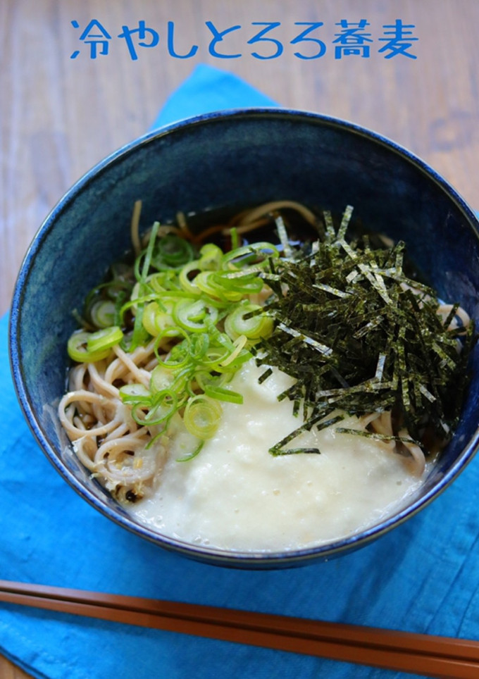 冷やしとろろ蕎麦　　市販のめんつゆで簡単-レシピのメイン写真