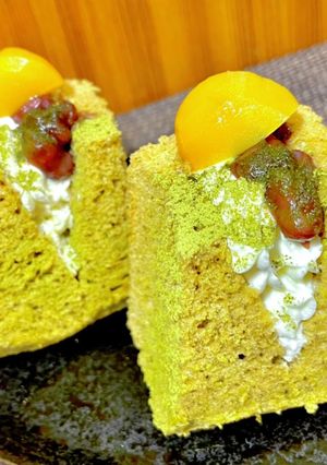 抹茶 シフォンケーキ 小豆サンド-レシピのメイン写真