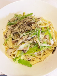 しいたけとポロねぎのクリームソースパスタ-レシピのメイン写真