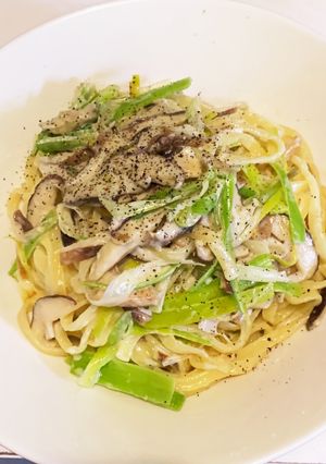 しいたけとポロねぎのクリームソースパスタ-レシピのメイン写真