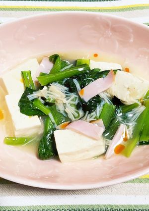 ホタテ缶を使った小松菜とお豆腐の炒め煮♡-レシピのメイン写真